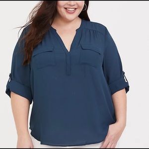 Torrid Harper Georgette Top- blue grey color size 4X